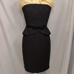 WHBM Black Lace Strapless Peplum Party Dress w Belt NWOT Sexy & Classy Classic
